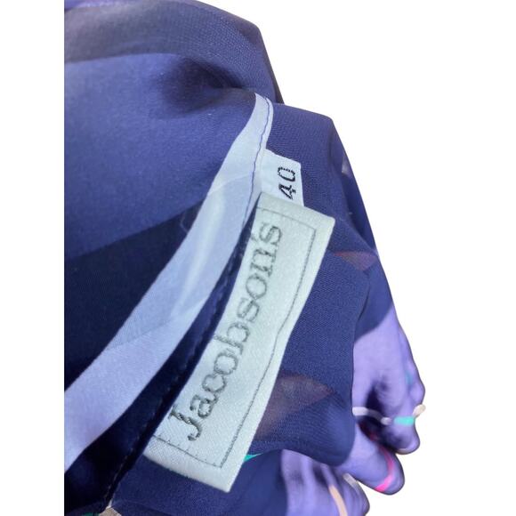 VTG ABSTRACT BLUE SHEER BLOUSE - Picture 4 of 4